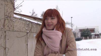 German Redhead Amateur Bangs In Car For Money - hclips.com - Germany