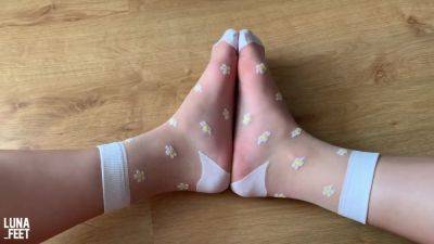Showing My Feet In New Sexy White Nylon Socks - Amateur Foot Fetish - upornia.com