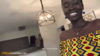 African Casting - Tall Ebony Amateur Slobbers All Over Big White Cock - txxx.com